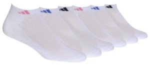 adidas Women's 6-Pack Low Cut Sock, White/Diva/Collegiate/Light, Blue/Black, Shoe Size 5-10 from Adidas
